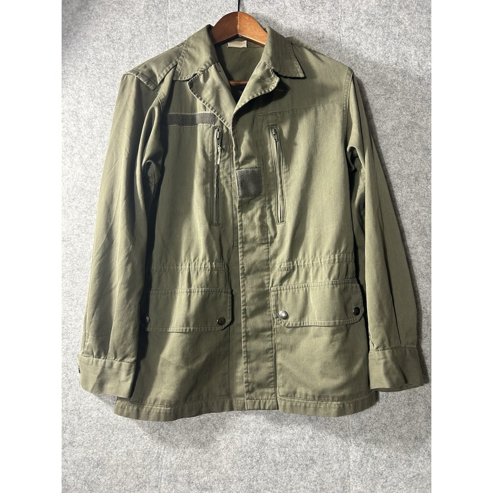 VTG 80s French Army Military F2 Field Jacket Buttons Sz LRG Moutiers Surplus